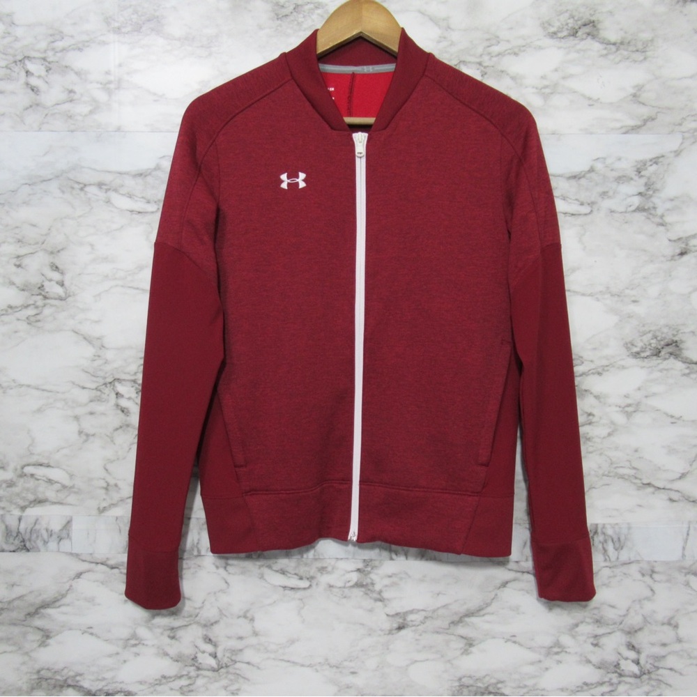 Under Armour Red ColdGear Full Zip Track Jacket Size Small